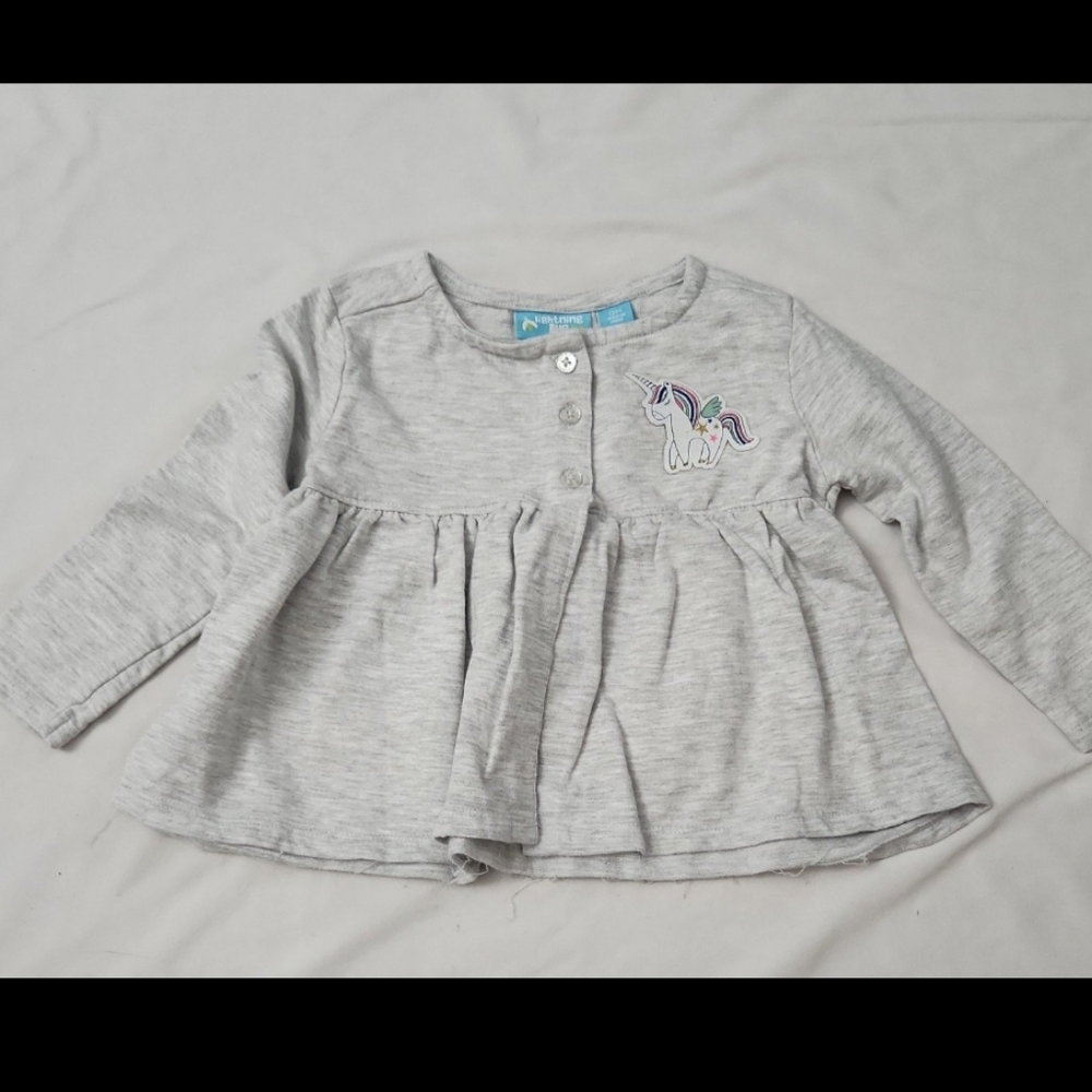 Lightning bug Infant girl 12m Gray unicorn Cardigan Sweater #BB10